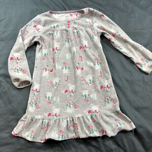 Girls Christmas Snowman Winter Print long sleeved flannel gown